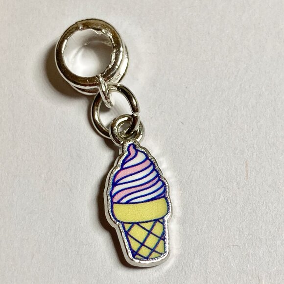 Disney Snacks Ice Cream Cone European Bead Slider Charm Enamel Signed Stitch - Picture 4 of 8